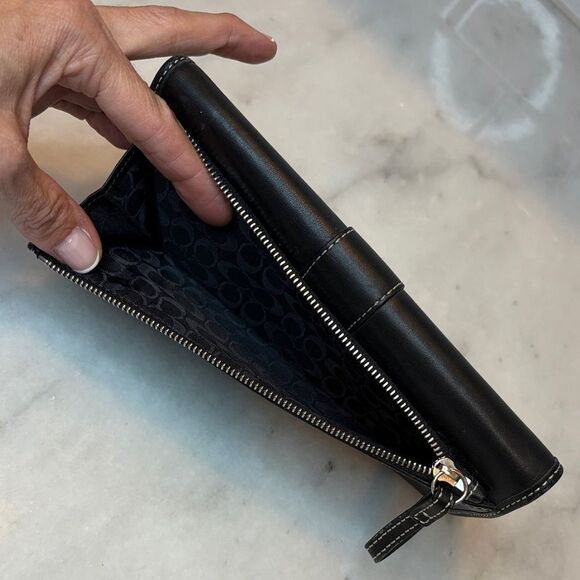 Coach Wallet Signature Stripe Leather Full Sized Wallet (#2) - Picture 11 of 15